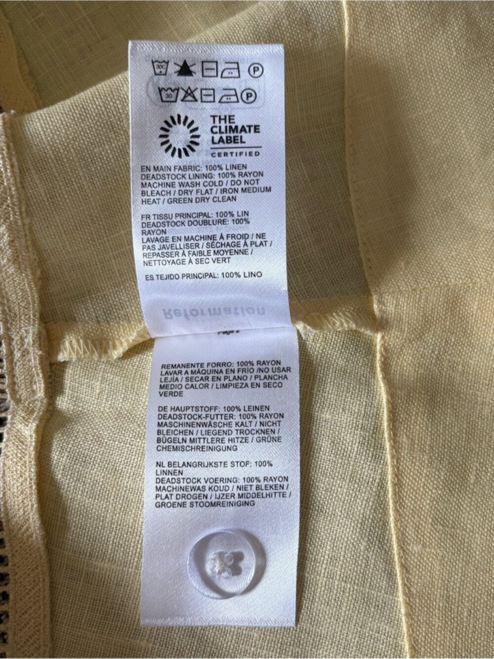 NEW Reformation Everett Linen Midi Dress Ray of Light Yellow | US 4 UK 8 - Picture 14 of 14